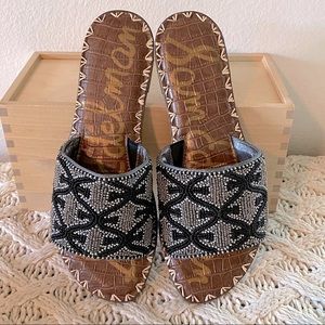 SAM EDELMAN “Gunner” Beaded Slides/Sandals